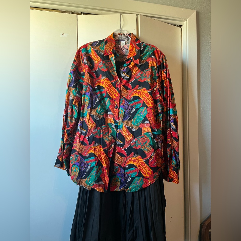 Colorful Boots Women's Skirt with Matching Blouse